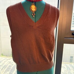 Forever 21 Brown V-Neck Sweater Vest